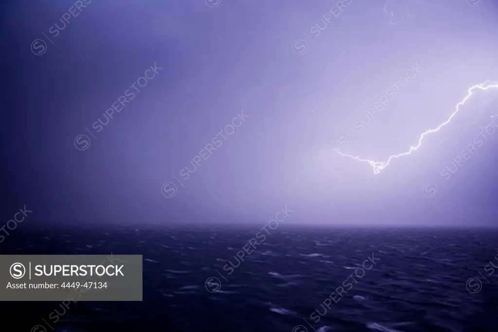 Dramatic lightning storm, South Atlantic Ocean, South America, America