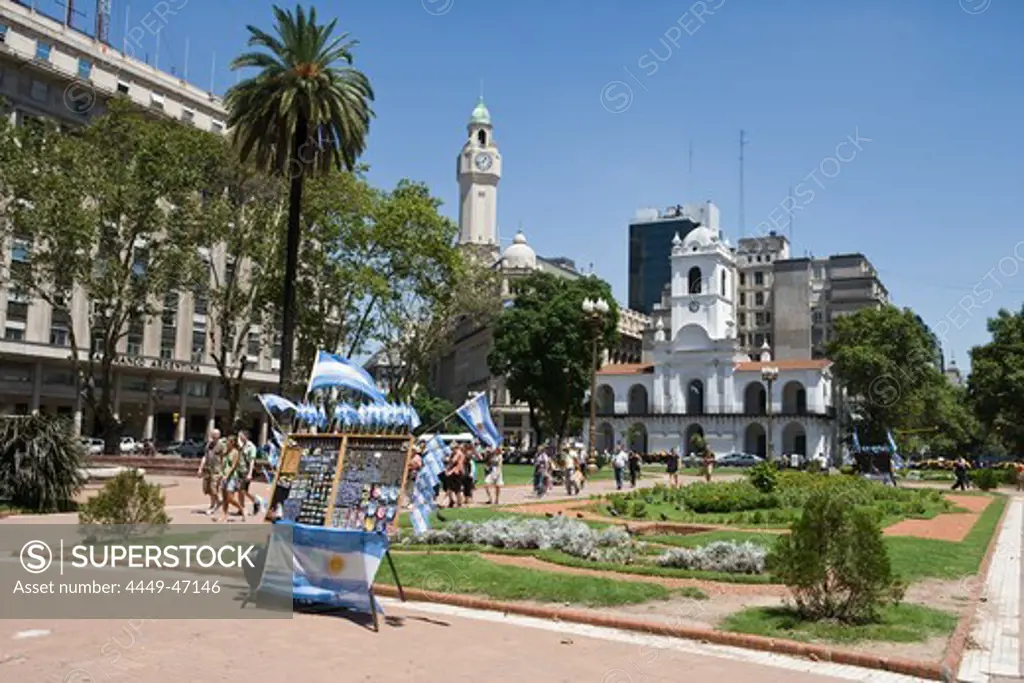 Argentine flags for sale at Plaza de Mayo, Buenos Aires, Argentina, South America, America