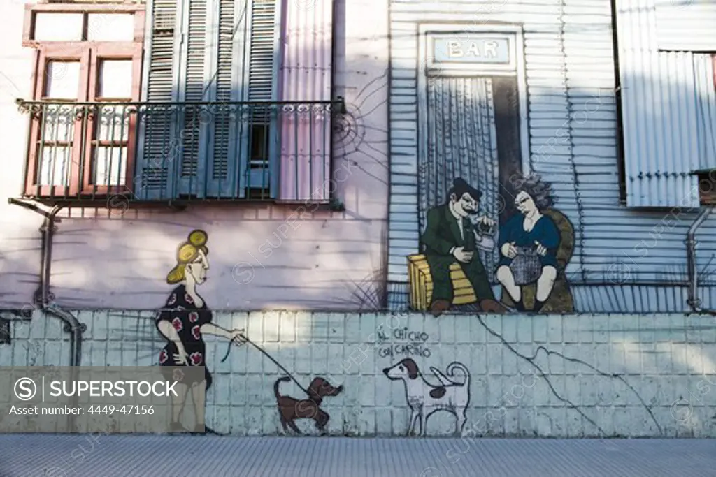 Wall mural in La Boca district, Buenos Aires, Argentina, South America, America
