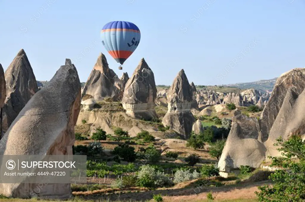 ballooning in the valley of Goereme, Cappadocia, Anatolia, Turkey