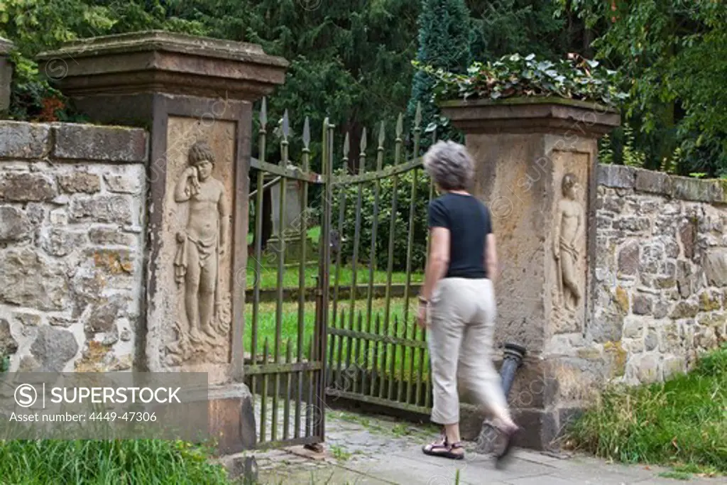 Entrance gates into the Hase Cemetery, Osnabrueck, Lower Saxony, Germany