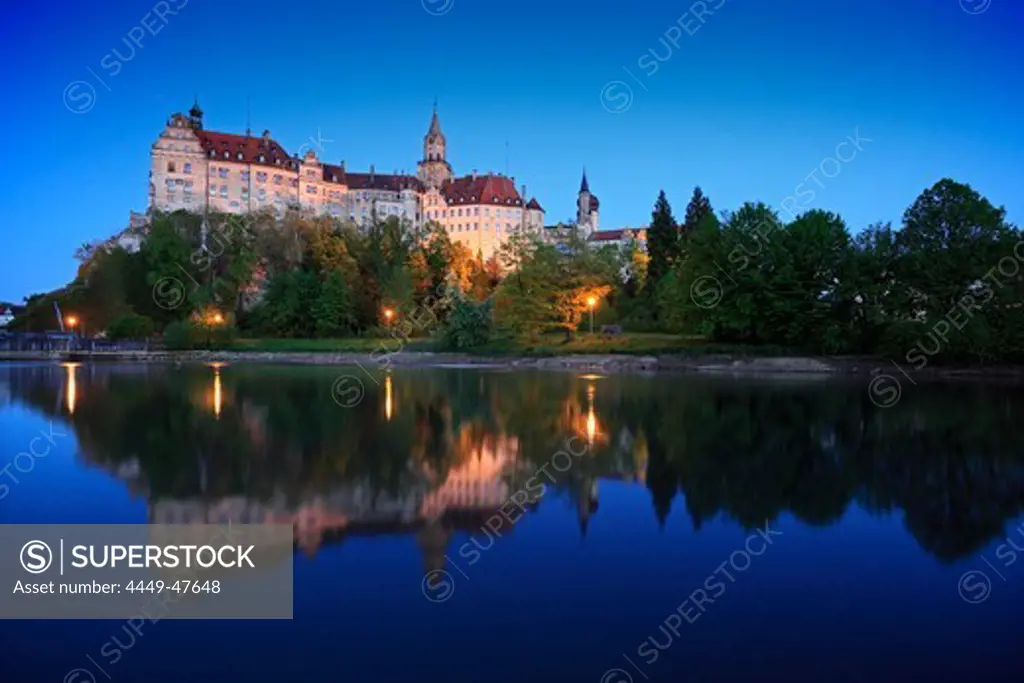 Sigmaringen castle, Upper Danube nature park, Danube river, Baden-Wuerttemberg, Germany