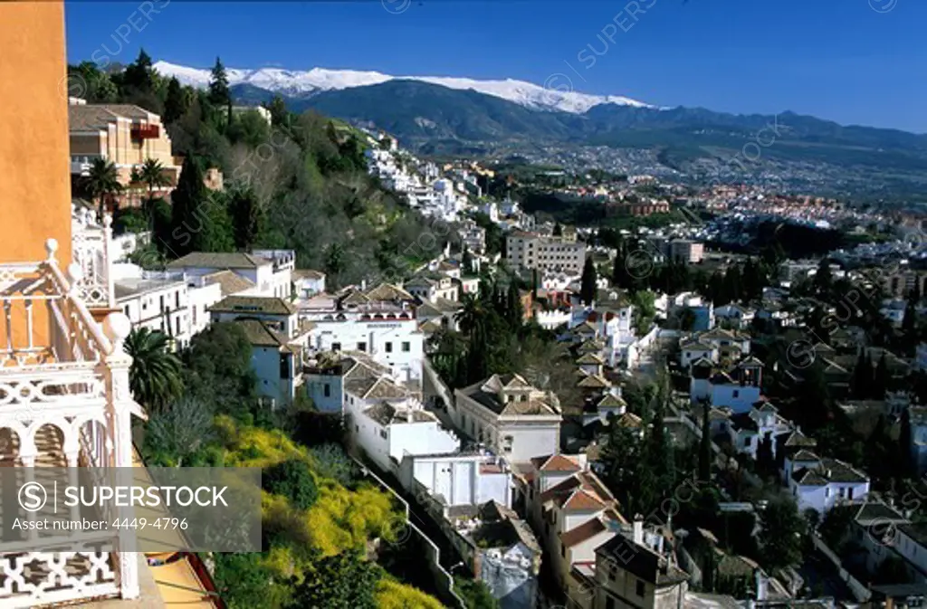 V.Balkon d. Hotel Alhambra Palace, Sierra Nevada, Granada, Andalusia, Spain, Europe