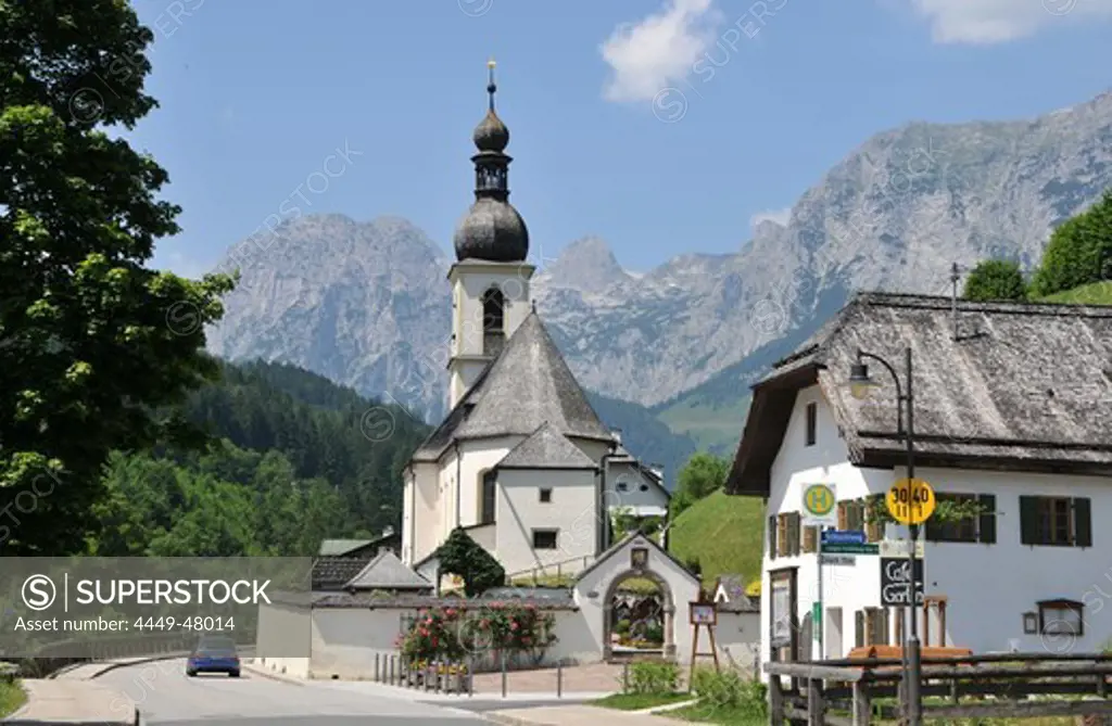 Parish church in Ramsau, Berchtesgadener Land, Upper bavaria, Bavaria, Germany