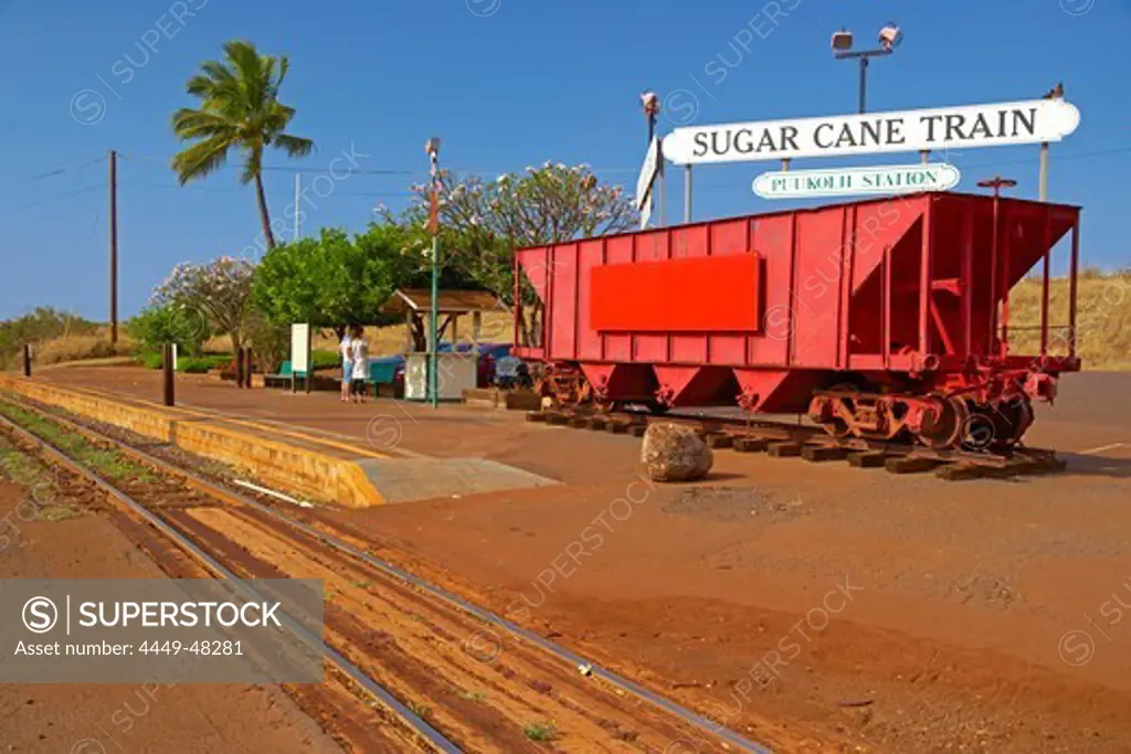 Train stop of Sugar Cane Train, Kahekili Beach Park, Maui, Hawaii, USA, America