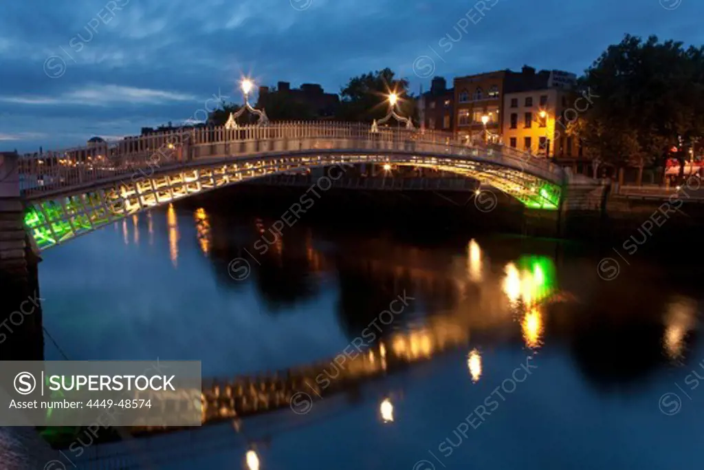Ha'Penny Bridge and River Liffey, Dublin, County Dublin, Ireland