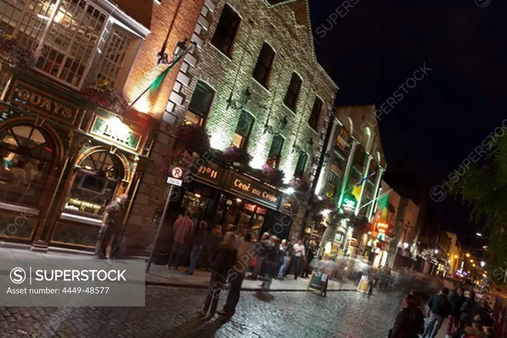 Fleet Street at night, Temple Bar area, Dublin, Ireland, Dublin, County Dublin, Ireland
