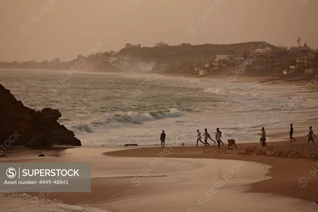 Soccer players on beach of Dakar, Senegal, Africa