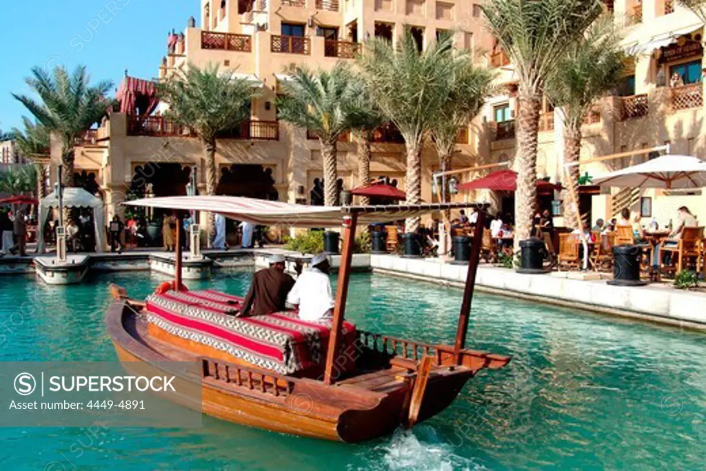 Traditional boat at harbour, Dubai, UAE, United Arab Emirates, Middle East, Asia