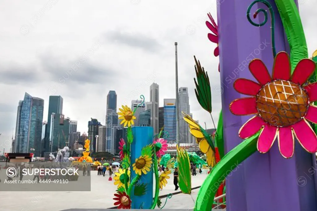 Decoration of Chinese New Year Celebration at Marina Bay, Skyline, Singapore, Asia
