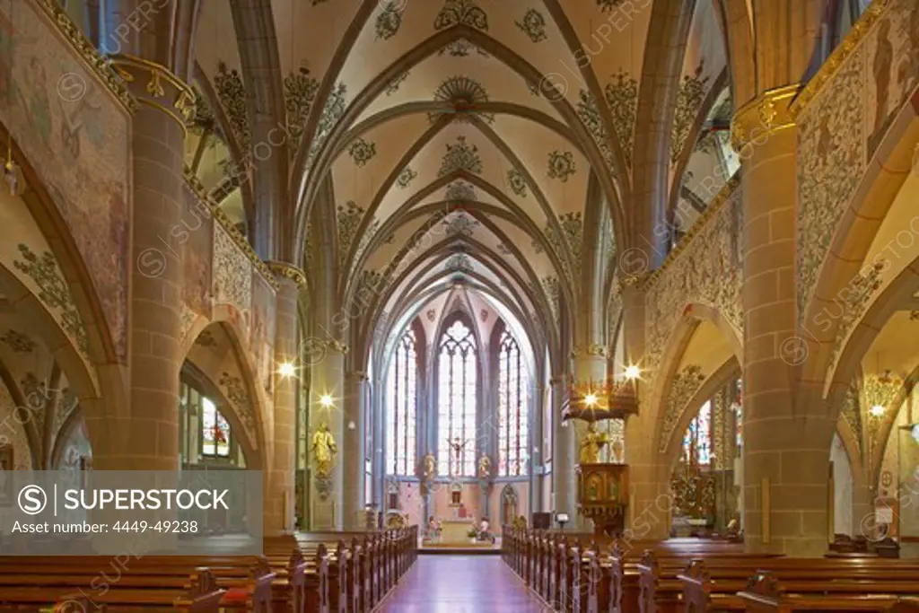 Interior design of the St. Laurentius' parish church, Inside, Ahrweiler, Bad Neuenahr-Ahrweiler, Ahr, Eifel, Rhineland-Palatinate, Germany, Europe