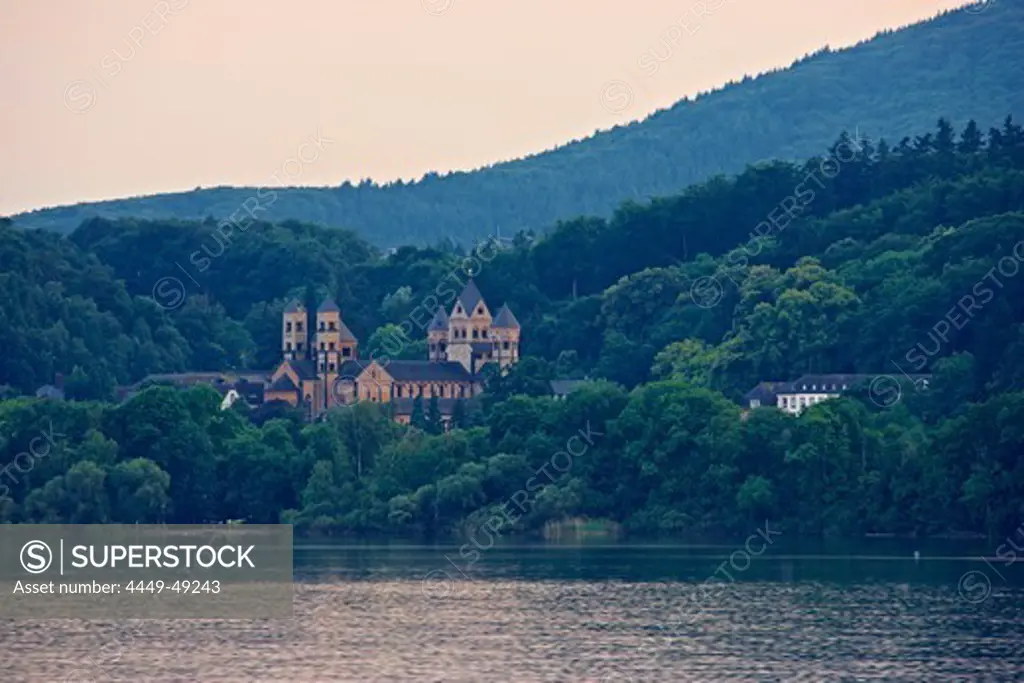 Maria Laach Abbey, Laacher lake, Eifel, Rhineland-Palatinate, Germany, Europe