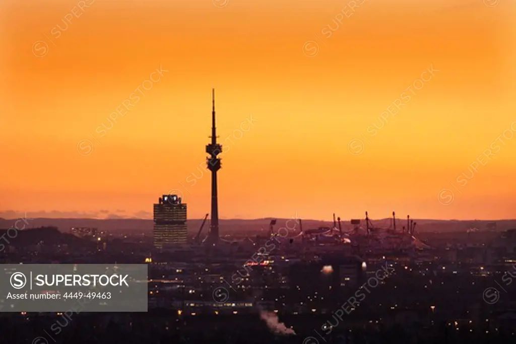 Cityscape with Olympic Park, Munich, Bavaria, Germany