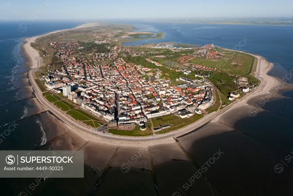 Aerial of the East Frisian island Nordeney, Lower Saxony, Germany