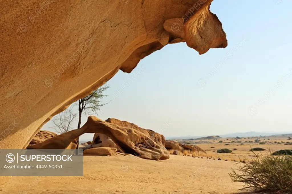 Rock overhang and rock arch, Namib desert, Namib, Namibia