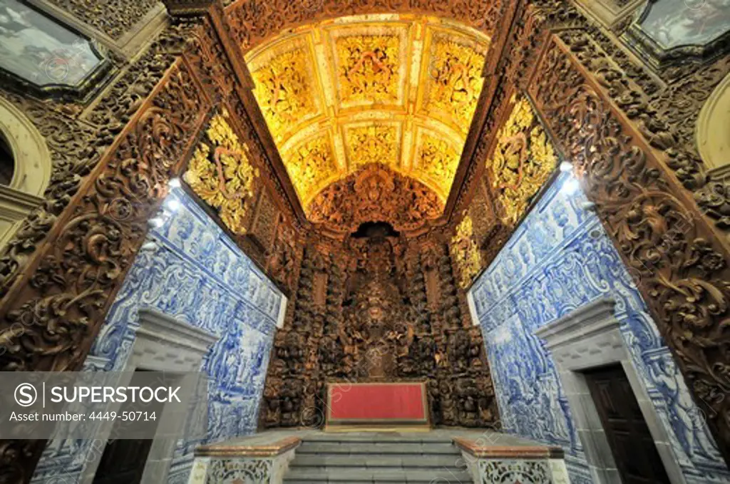 Interior view of the church of the Colegio, Ponta Delgada, Island of Sao Miguel, Azores, Portugal, Europe