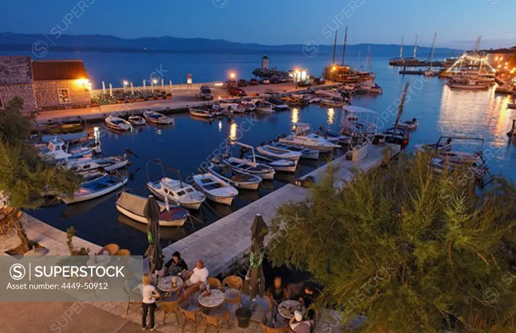 Restaurant at harbor, Bol, Brac, Split-Dalmatia county, Croatia