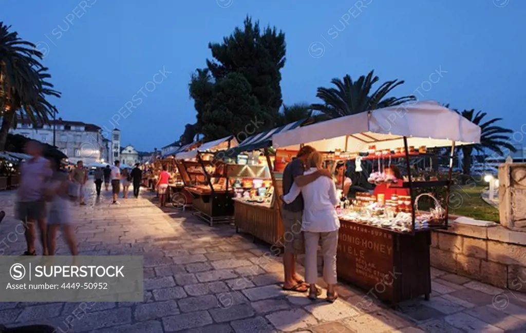 Market, pier, Hvar town, Hvar, Split-Dalmatia, Croatia
