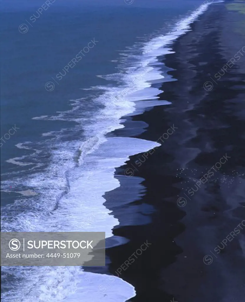 Surge at a black beach, Iceland, Europe