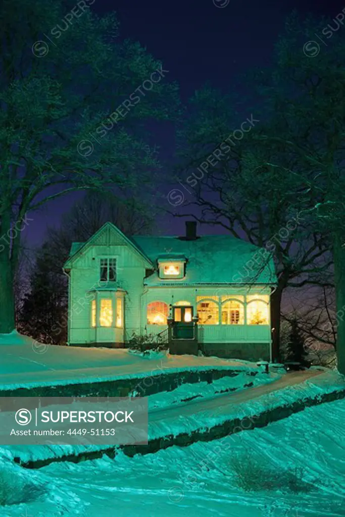 House at christmas time, Kinna, Vaestergoetland, Sweden