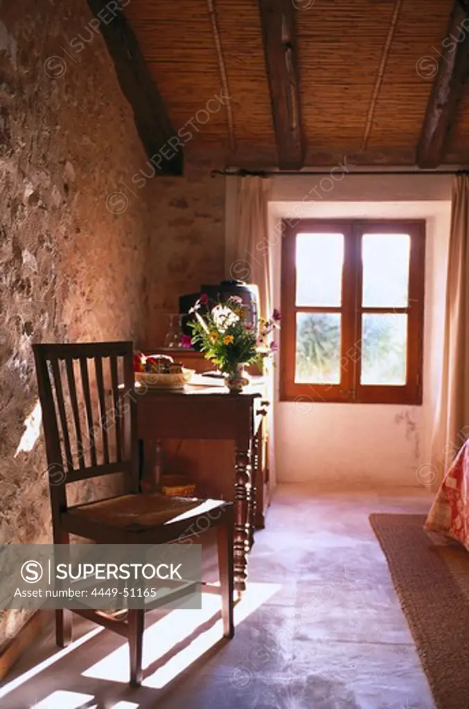 Interior view of a guestroom at Finca Monaber Vell, Majorca, Spain, Europe