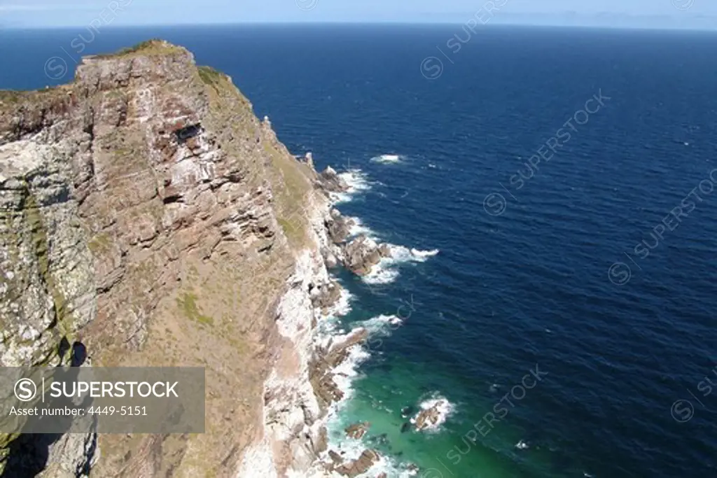 Cape Point, rocky coast in the sunlight, Cape Town, South Africa, Africa