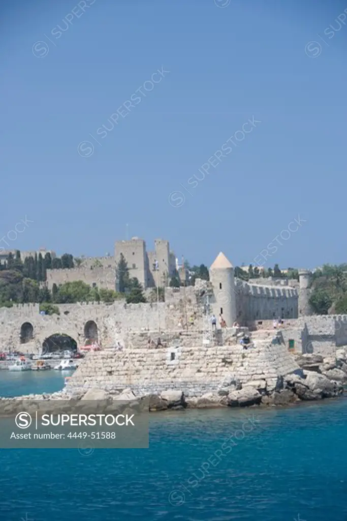 Rhodes Fortification, Rhodes Harbor Rhodes, Greece, Rhodes, Dodecanese Islands, Greece