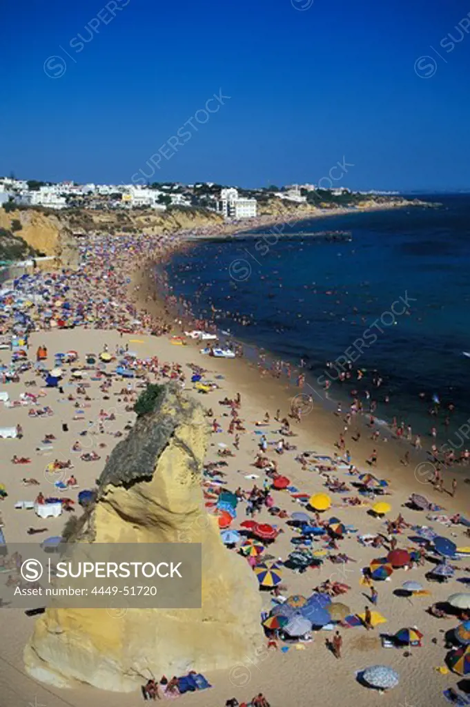 The main beach in the sunlight, Tunel, Albufeira, Algarve, Portugal, Europe