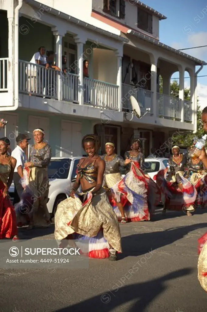 Beautiful women dancing at the Carnival, Le Moule, Grande-Terre, Guadeloupe, Caribbean Sea, America