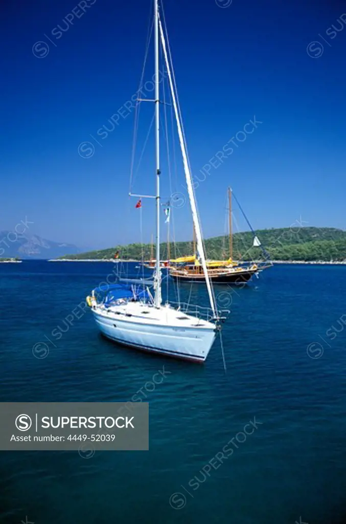 Two yachts, Cleopatra Beach, Marmaris, Turkey