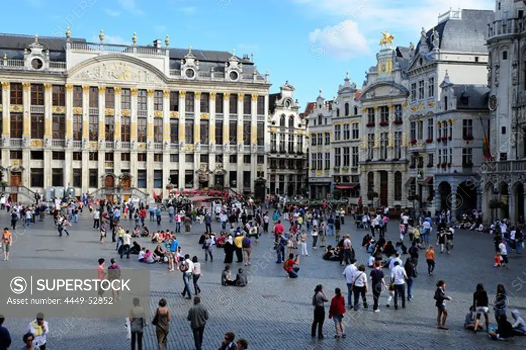 People at the Grand Place, Grote Markt square at the city centre, Brussels, Belgium, Europe