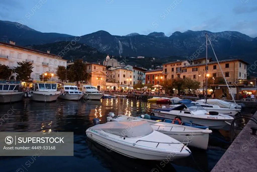 Boats at the harbor, Malcesine, Lake Garda, Veneto, Italy