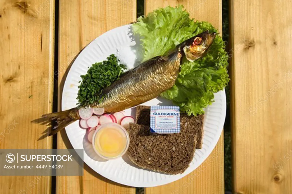 Traditional Bornholm smoked herring meal, Bornholm, Denmark, Europe