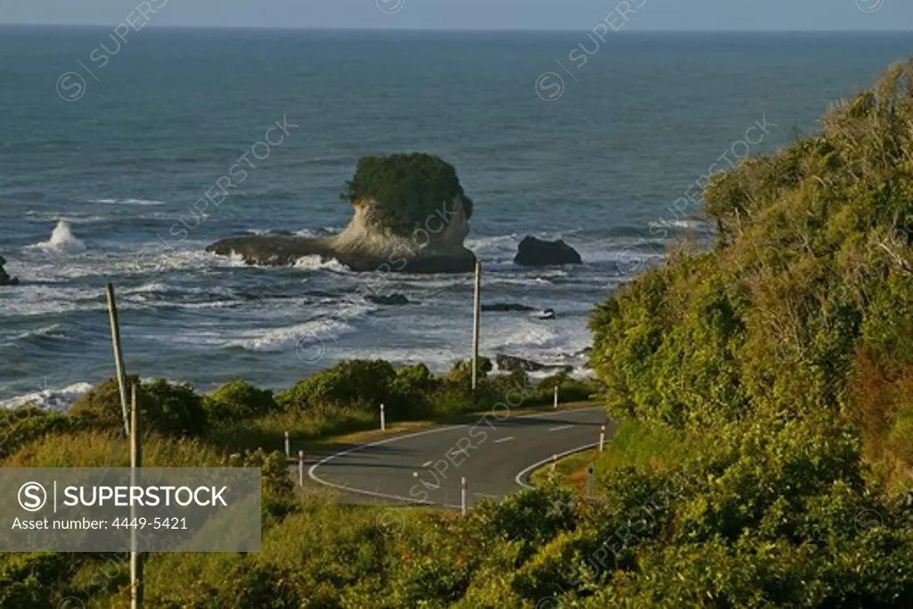 View of the Highway 6 at the West Coast, Tasman Sea, South Island, New Zealand, Oceania