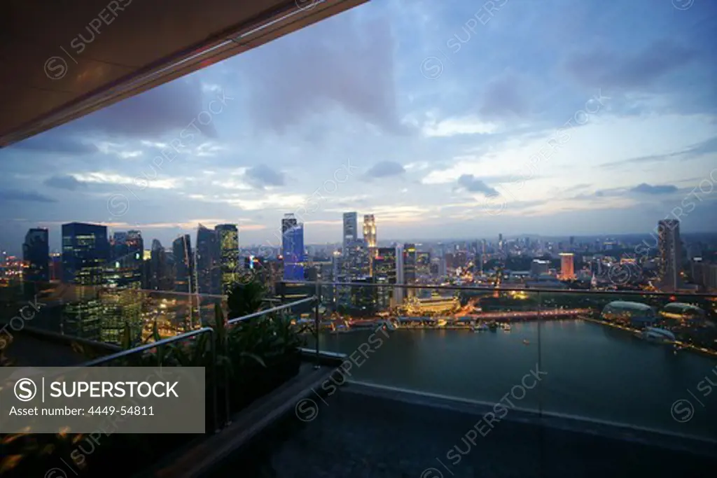 View of Central Business District from Sands SkyPark Infinity Pool, Marina Bay Sands Hotel, Singapore, Asia