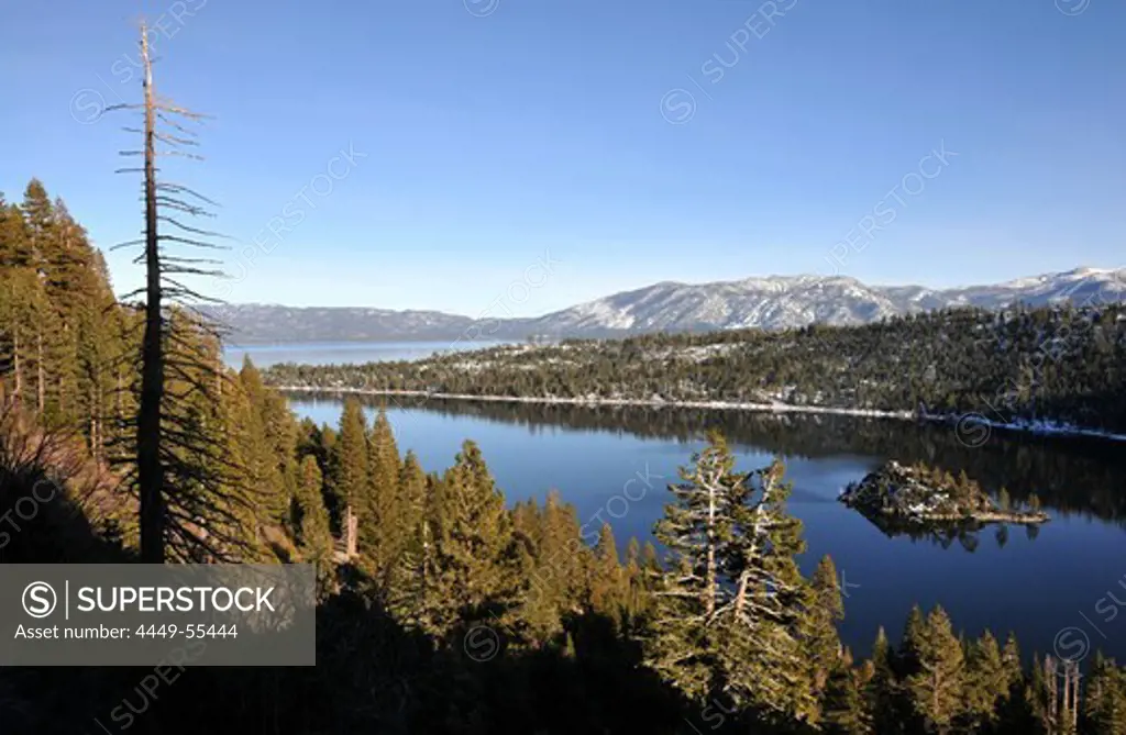 View of Emerald Bay at Lake Tahoe, North California, USA, America
