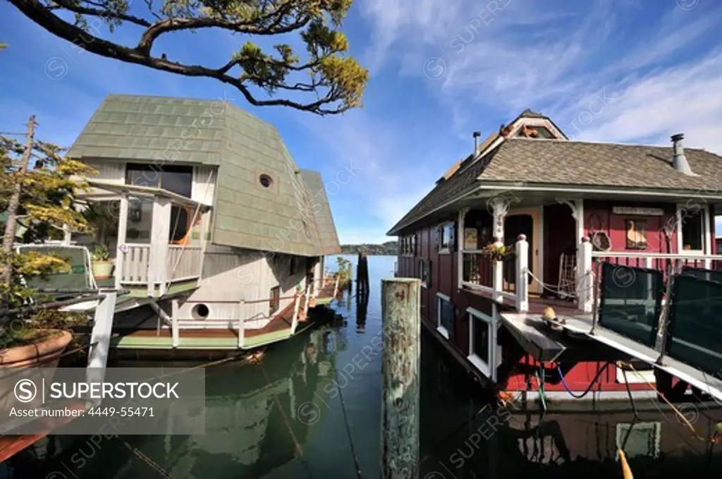 Houseboats in Sausalito near San Francisco, California, USA, America