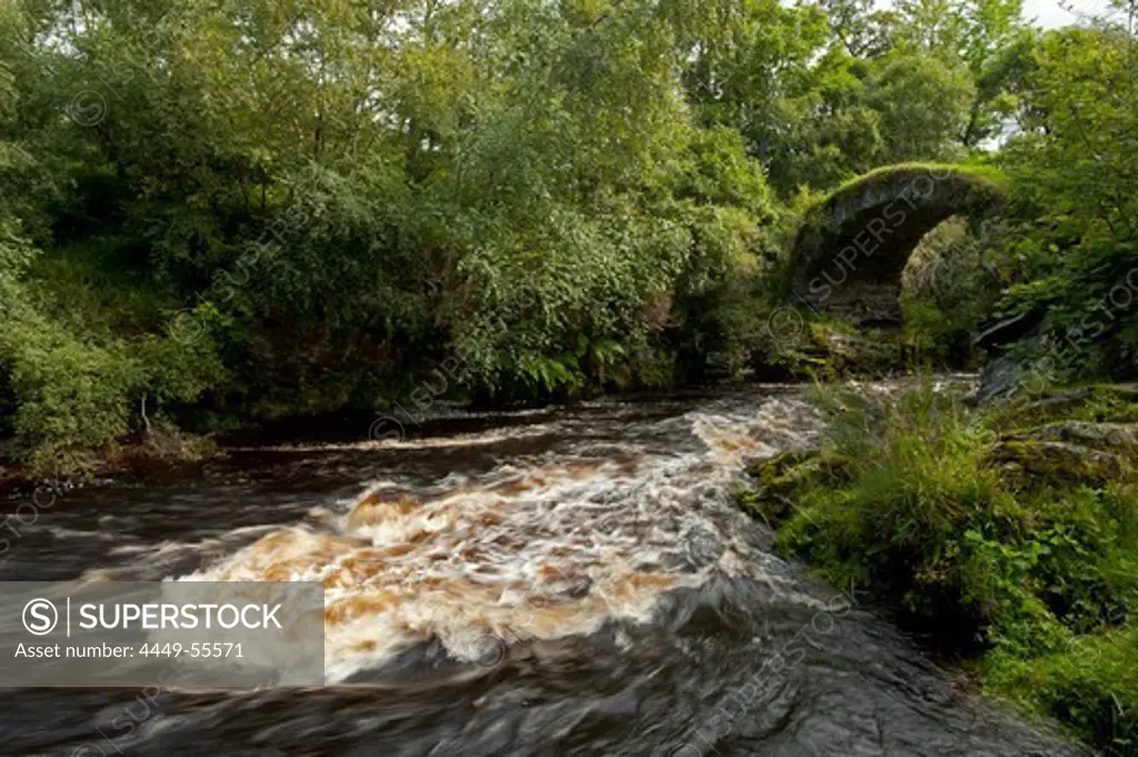Ancient stone bridge over the River Livet near Glenlivet, Aberdeenshire, Scotland