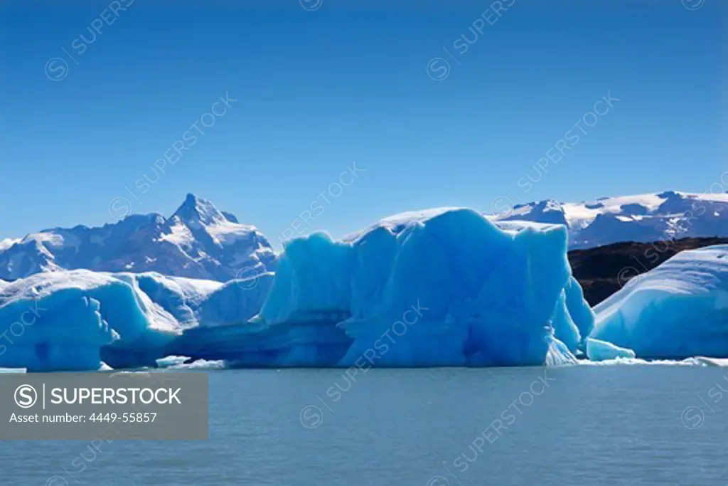Icebergs at Upsala glacier, Lago Argentino, Los Glaciares National Park, near El Calafate, Patagonia, Argentina