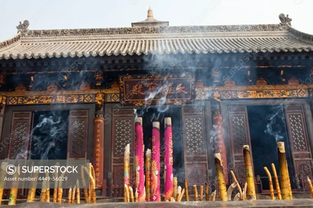 Incense sticks at The Giant Wild Goose Pagoda Da Yanta near Xi, Shaanxi Province, People's Republic of China