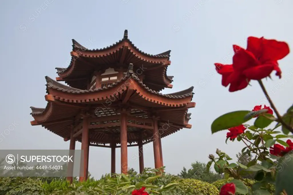 Pavilion at The Giant Wild Goose Pagoda Da Yanta near Xi'an, Shaanxi Province, People's Republic of China