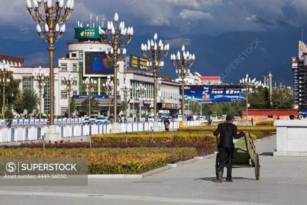 Street lights at Lhase Square in Lhasa, Tibet Autonomous Region, People's Republic of China