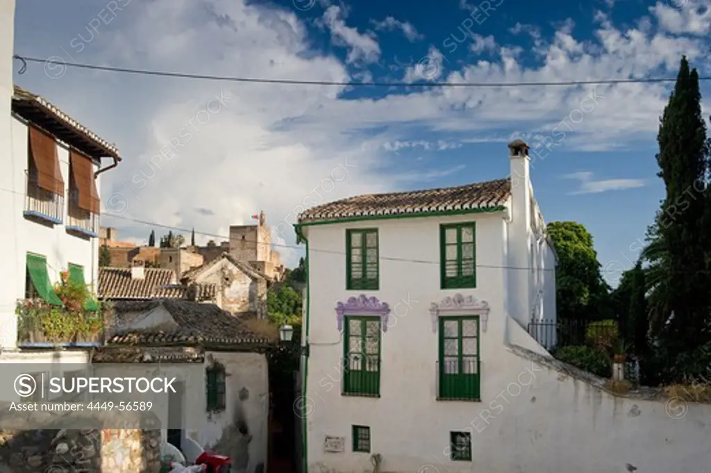 Houses, Albayzin district, Granada, Andalusia, Spain