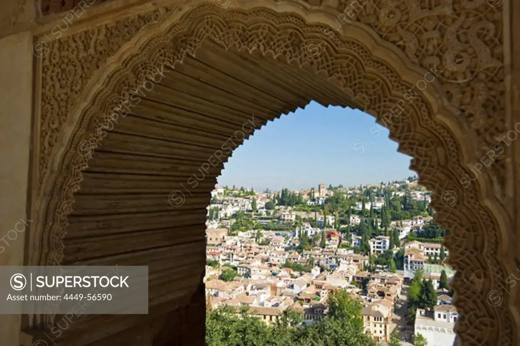 View of Albayzin district from the Alhambra, Granada, Andalusia, Spain