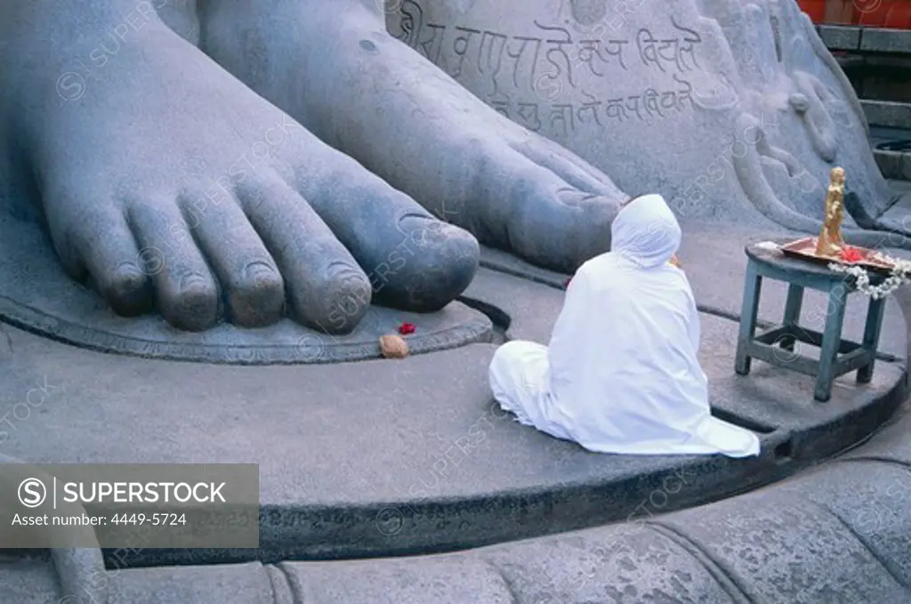Feets of the 17m huge Sri Gometeswara Statue, Jain Saint, Sravanabelagola, Karnataka, India