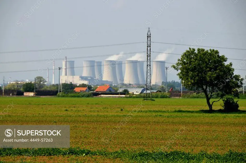 View of nuclear powerplant near Trnava, western Slovakia, Europe