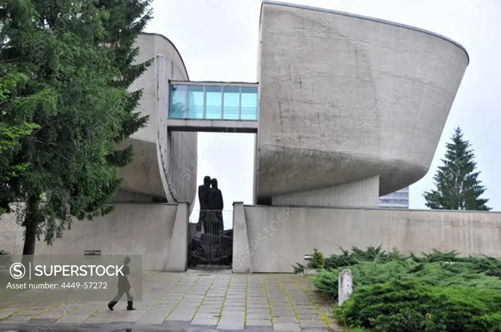 Modern building and Memorial of Slovak National Uprising, Banska Stiavnica, western Slovakia, Europe