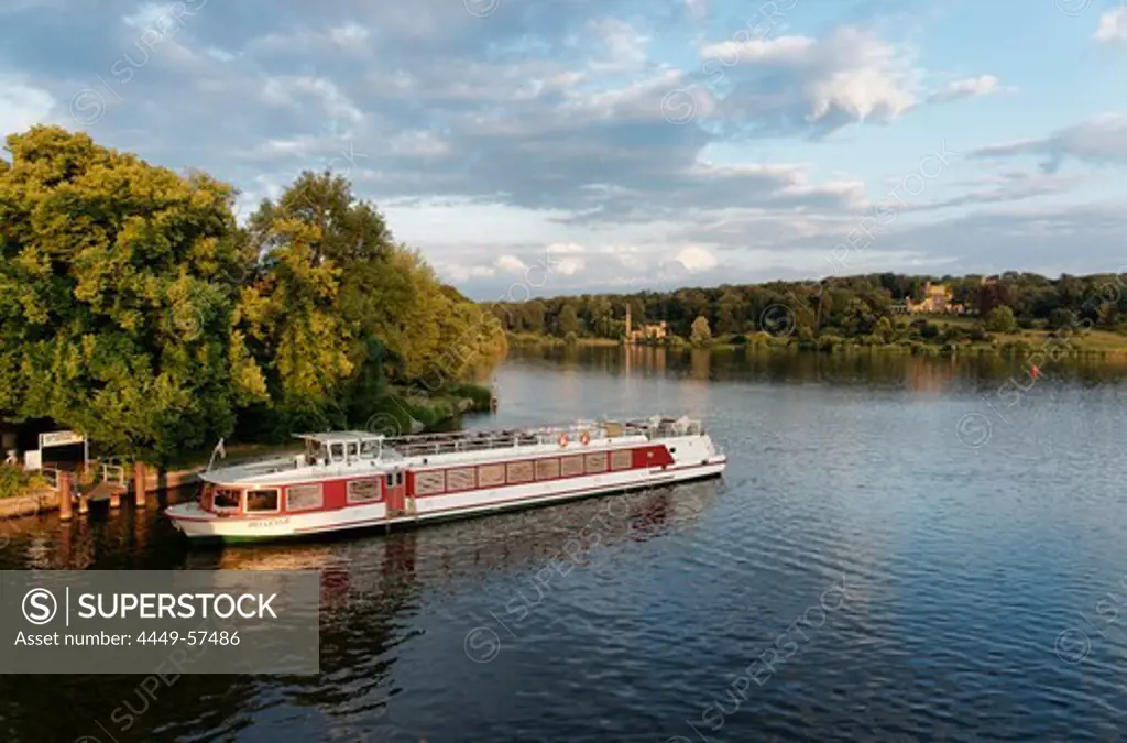 Havel, Bellevue Passenger Boat at Babelsberg Castle, Babelsberger Park, Potsdam, Land Brandenburg, Germany