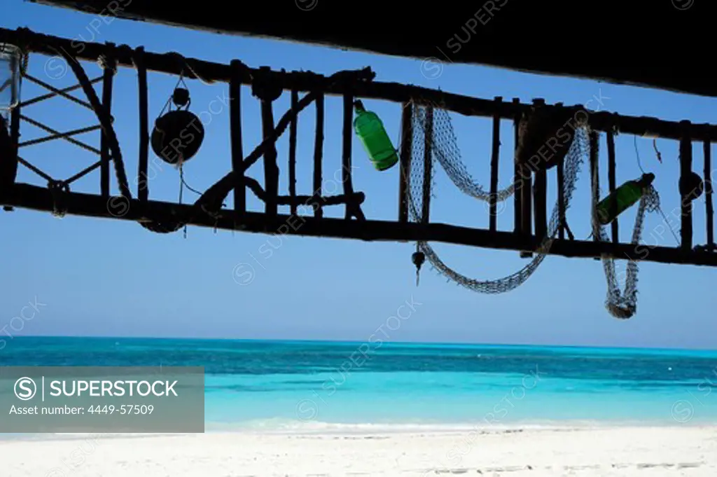 Decoration of a cafe at the beach, Cayo Levisa island, Pinar del Rio province, Cuba, Greater Antilles, Gulf of Mexico, Caribbean, Central America, America