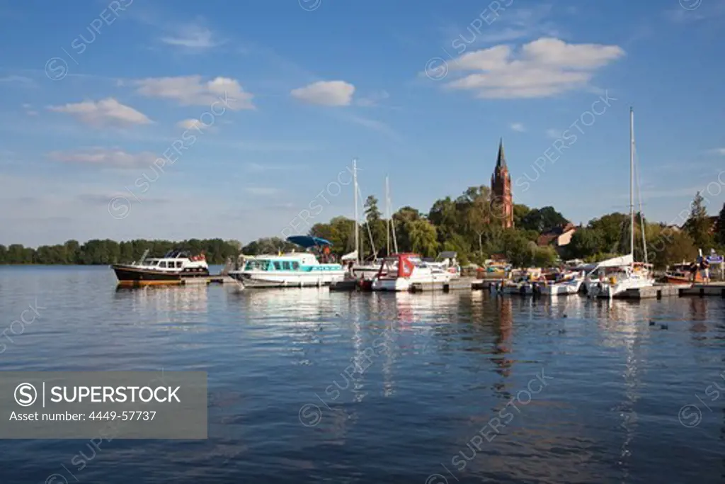 Marina at Mueritz lake, Mecklenburg lake district, Mecklenburg Western-Pomerania, Germany, Europe